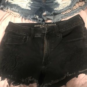 American Eagle black jean shorts